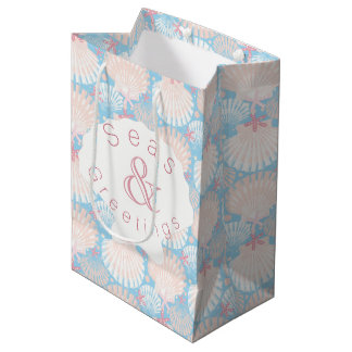 Coastal Christmas Blue    Medium Gift Bag