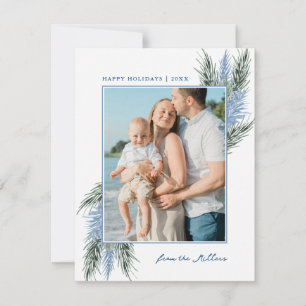 Coastal Christmas, Blue Vertical Photo Petite Holiday Card