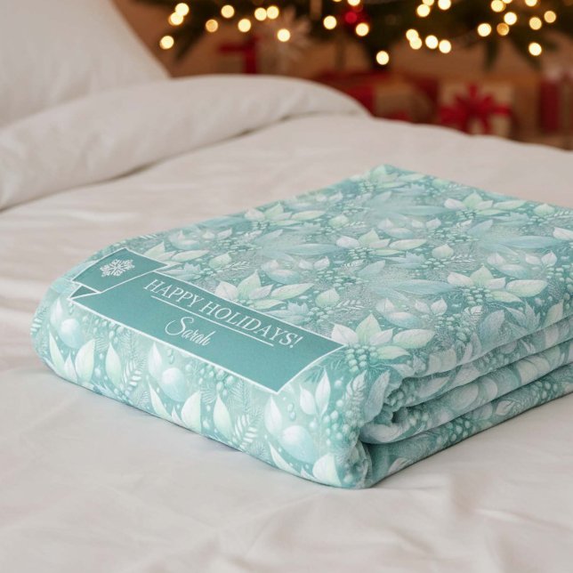 Coastal Christmas Foliage Berries Pattern#7 ID1009 Fleece Blanket (Creator Uploaded)