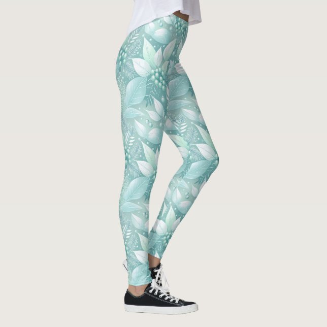 Coastal Christmas Foliage Berries Pattern#7 ID1009 Leggings (Right)