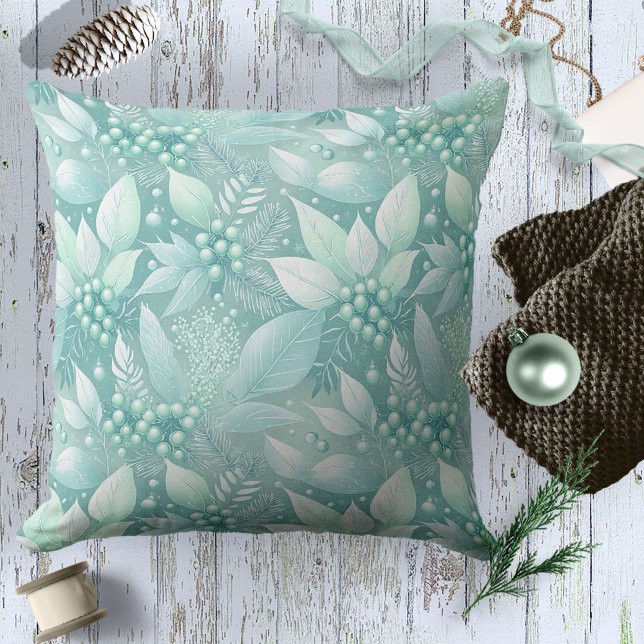 Coastal Christmas Foliage Berries Pattern#7 ID1009 Throw Pillow (Creator Uploaded)