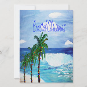 Coastal Christmas greeting Holiday cards.