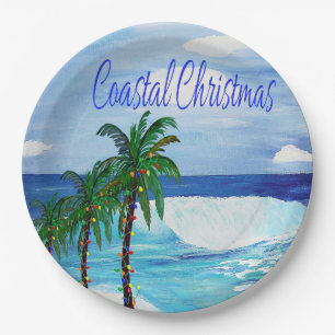 Coastal Christmas Holiday party paper plates