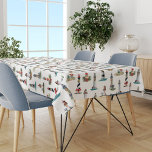 Coastal Christmas Lighthouses Tablecloth<br><div class="desc">This beautiful nautical Christmas pattern features a variety of lighthouses decorated for the holidays, on a white background. Please check out the collection for matching products. If you would like more matching products or other colorways, please contact me through Zazzle Chat.</div>