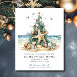 Coastal Christmas Moving Announcement<br><div class="desc">This festive tropical Christmas moving announcement card features a Christmas tree adorned with beach shells. The card is perfect for sending to friends and family during the holiday season to let them know about your new address while also incorporating your love of the tropics. The front of the card features...</div>