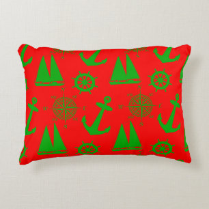 Coastal Christmas Nautical Pattern Decorative Pillow
