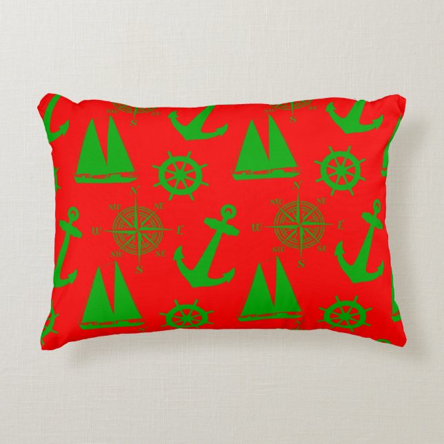 Coastal Christmas Nautical Pattern Decorative Pillow (Front)