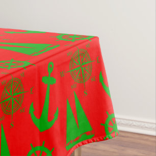Coastal Christmas Nautical Pattern Tablecloth
