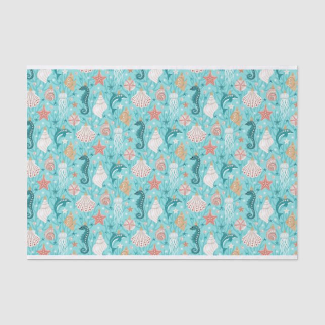 Coastal Christmas Ornaments Tissue Paper (Front)