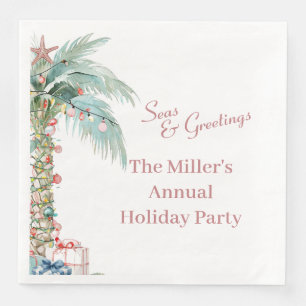 Coastal Christmas Palm Tree  Napkin