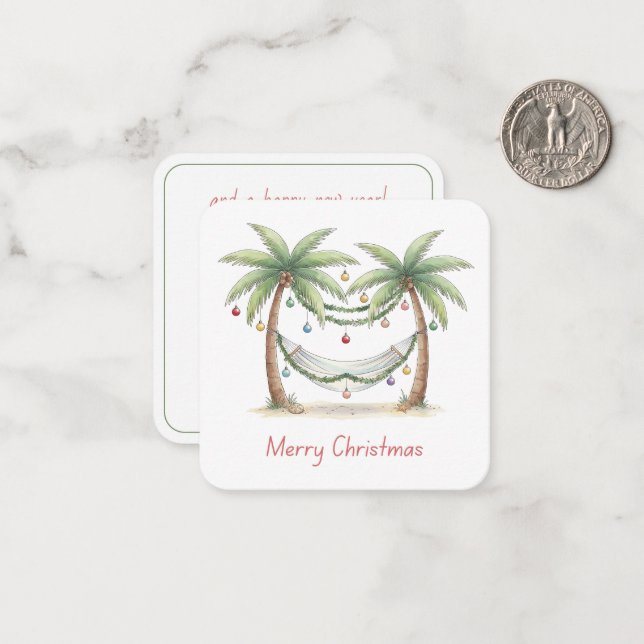 Coastal Christmas Palm Trees With Hammock Card (Front/Back In Situ)