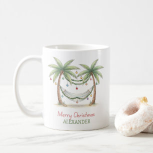 Coastal Christmas Palm Trees With Hammock Coffee Mug