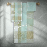 Coastal Christmas Plaid Pattern#2 ID1009 Bath Towel Set<br><div class="desc">Capture the serene beauty of the coast with this charming tartan pattern in soothing shades of teal, white, and beige. The soft colour palette adds a fun and beachy feeling to this bath towel design, perfect for bringing a touch of coastal elegance to your holiday decor. Personalize the design with...</div>