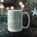 Coastal Christmas Plaid Pattern#2 ID1009 Coffee Mug<br><div class="desc">Capture the serene beauty of the coast with this charming tartan pattern in soothing shades of teal, white, and beige. The soft colour palette adds a fun and beachy feeling to this coffee mug design, perfect for bringing a touch of coastal elegance to your holiday decor. Personalize the design with...</div>