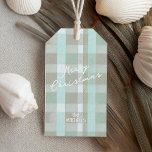 Coastal Christmas Plaid Pattern#2 ID1009 Gift Tags<br><div class="desc">Capture the serene beauty of the coast with this charming tartan pattern in soothing shades of teal, white, and beige. The soft colour palette adds a fun and beachy feeling to this gift tag design, perfect for bringing a touch of coastal elegance to your holiday. Personalize the design with your...</div>