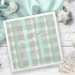 Coastal Christmas Plaid Pattern#2 ID1009 Napkin<br><div class="desc">Capture the serene beauty of the coast with this charming tartan pattern in soothing shades of teal, white, and beige. The soft colour palette adds a fun and beachy feeling to this napkin design, perfect for bringing a touch of coastal elegance to your holiday decor. Personalize the design with your...</div>