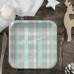 Coastal Christmas Plaid Pattern#2 ID1009 Paper Plate<br><div class="desc">Capture the serene beauty of the coast with this charming tartan pattern in soothing shades of teal, white, and beige. The soft colour palette adds a fun and beachy feeling to the design, perfect for bringing a touch of coastal elegance to your holiday decor. Personalize the design with your own...</div>