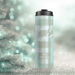 Coastal Christmas Plaid Pattern#2 ID1009 Thermal Tumbler<br><div class="desc">Capture the serene beauty of the coast with this charming tartan pattern in soothing shades of teal, white, and beige. The soft colour palette adds a fun and beachy feeling to this thermal tumbler design, perfect for bringing a touch of coastal elegance to your holiday decor. Personalize the design with...</div>