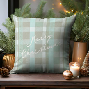 Coastal Christmas Plaid Pattern#2 ID1009 Throw Pillow