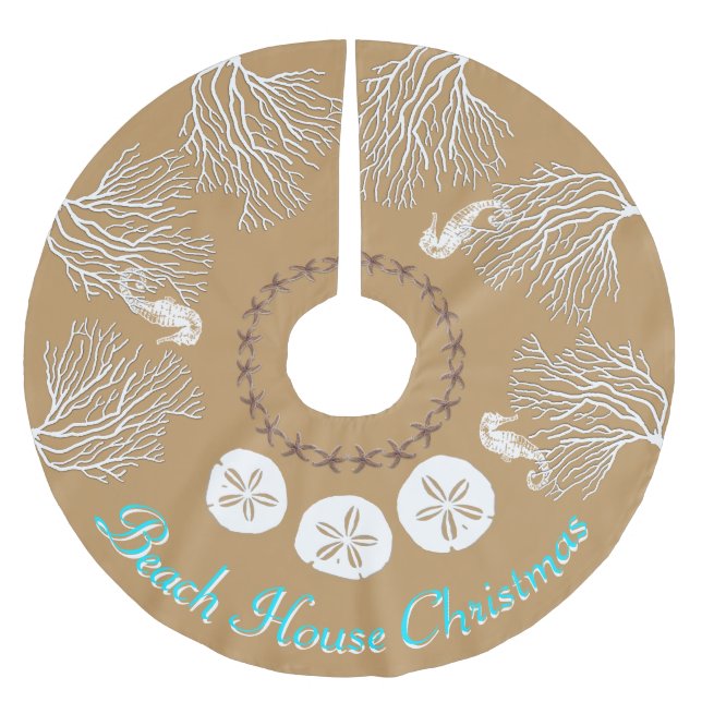 Coastal Christmas Sea Coral Personalized Brushed Polyester Tree Skirt (Front)