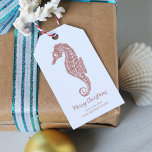 Coastal Christmas Seahorse Rose Gold Glitter Gift Tags<br><div class="desc">These personalized cute rose gold glitter seahorse gift tags will add the perfect finishing touch to your coastal themed Christmas gifts. On the back is a matching seahorse glitter pattern. Check out the collection for matching products and other colorways, or message me through Zazzle Chat if you need a special...</div>