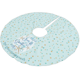 Coastal Christmas SEAS & GREETINGS Name Brushed Polyester Tree Skirt