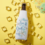 Coastal Christmas SEAS & GREETINGS Personalized Bottle Cooler<br><div class="desc">Personalized coastal or beach themed Christmas holiday season bottle cooler featuring an elegant calligraphy script SEAS & GREETINGS accented with starfish in turquoise, aqua, teal and blue colours with optional custom text against an editable white background colour for your holiday entertaining. ASSISTANCE: For help with design modification or personalization, colour...</div>