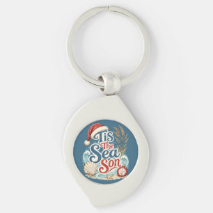 Coastal Christmas Tis Sea Son Typography Keychain