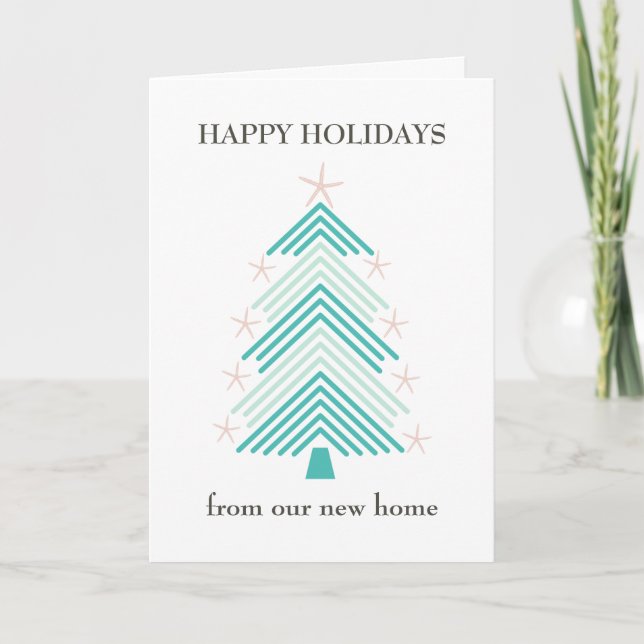 Coastal Christmas Tree Nouvelle adresse Carte de v (Devant)