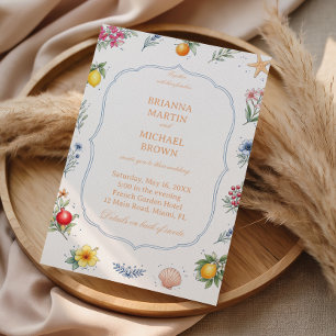 Coastal Citrus Floral Elegant Invitation