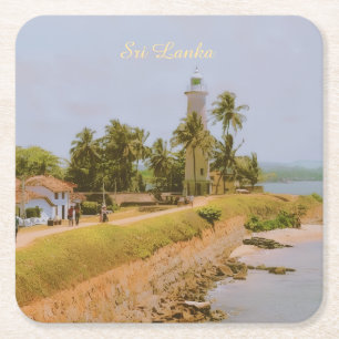 Coastal city of Galle, Sri Lanka Travel Souvenir Square Paper Coaster