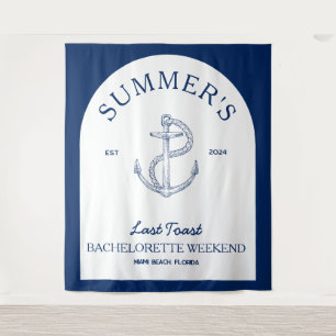 Coastal Classic Modern Navy Blue Bachelorette Tapestry