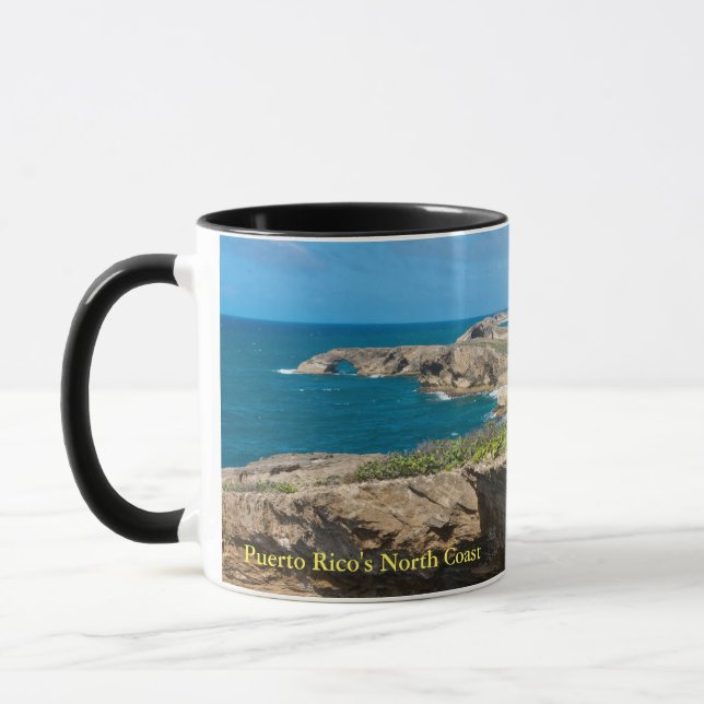 Coastal Cliffs and Beaches at Cueva del Indio Mug (Left)