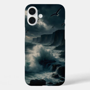 Coastal cliffs during a storm iPhone 16 plus case