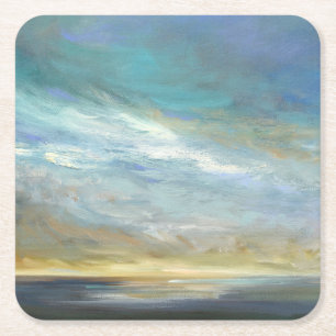 Coastal Clouds Square Paper Coaster