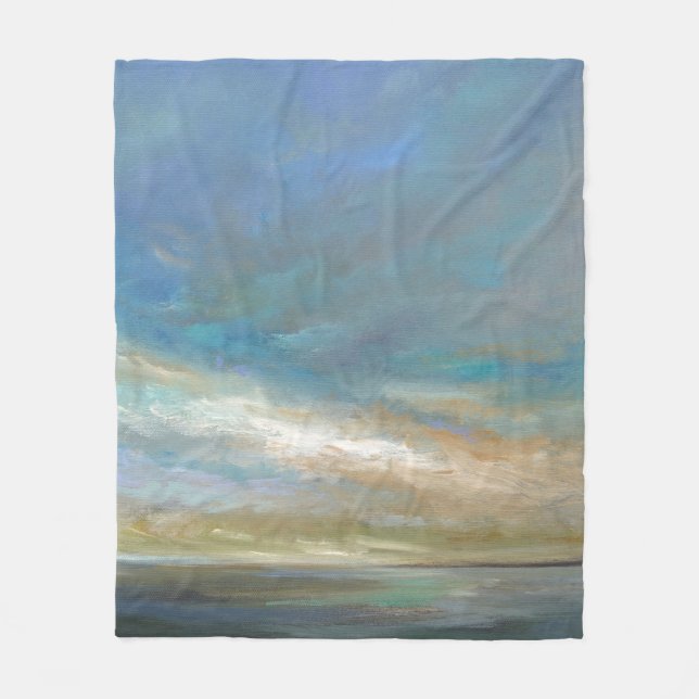 Coastal Clouds with Ocean Fleece Blanket (Front)