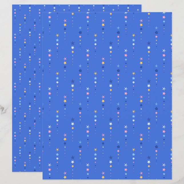 Coastal Cobalt Blue Starfish Scrapbook Paper (Front/Back)