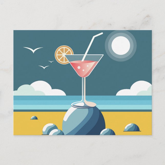 Coastal Cocktail Escape – Beach Postcard (Front)