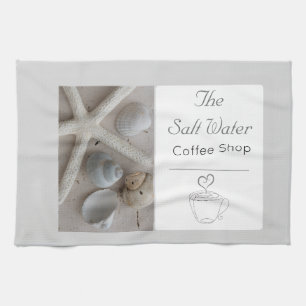 Coastal Coffee Shop Business Branding  Kitchen Towel