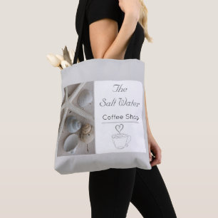 Coastal Coffee Shop Business Branding Tote Bag