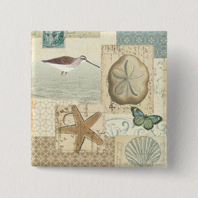 Coastal Collage 2 Inch Square Button (Front)