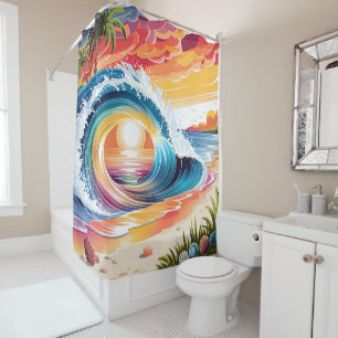 Coastal & Colorful Vibrant Sunset Beach Wave