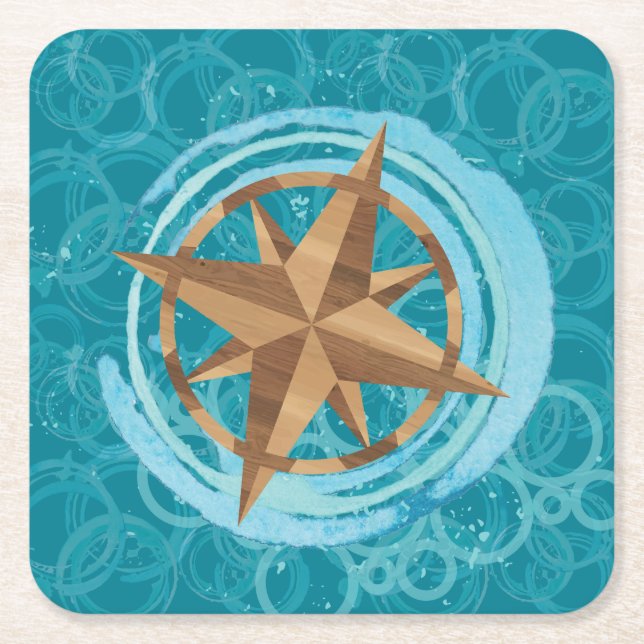 Coastal Compass Paper Coaster (Front)