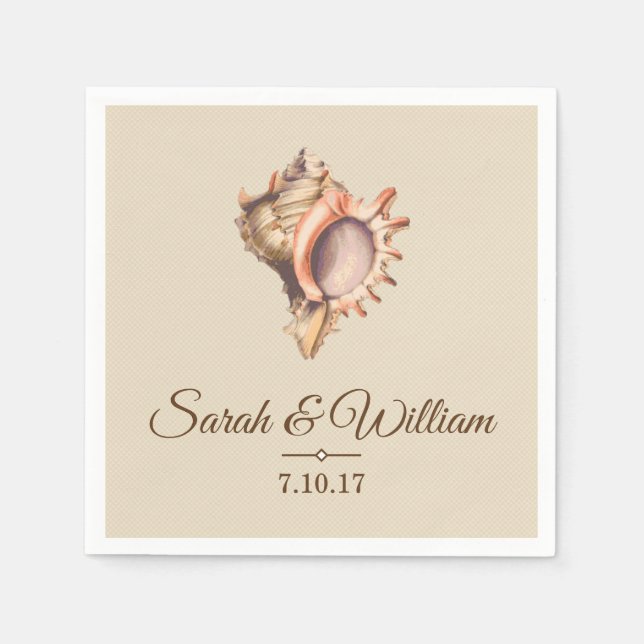 Coastal Conch Seashell | Personalized Napkin (Front)