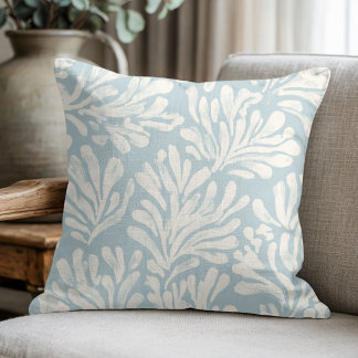 Coastal Coral Blue Throw Pillow