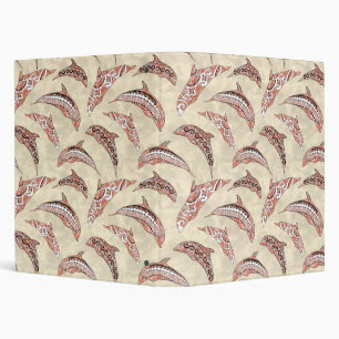 Coastal Coral Hawaiian Tribal Dolphins Binder