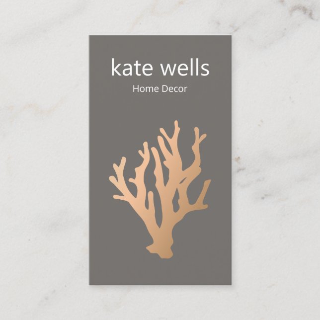 Coastal Coral Home Decor Designer Business Card (Front)