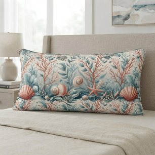 Coastal Coral Marine Life Seashells Vintage Ivory Body Pillow