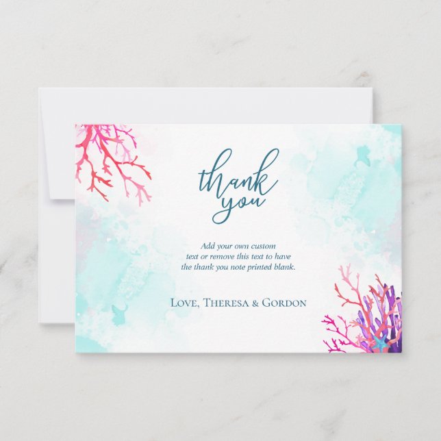 Coastal Coral Reef Thank You Cards (Front)