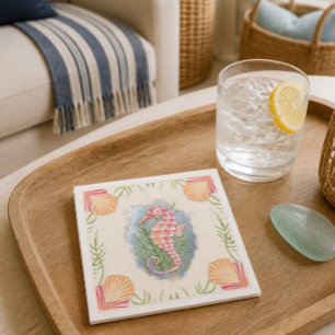 Coastal Coral Seahorse Paper Napkins